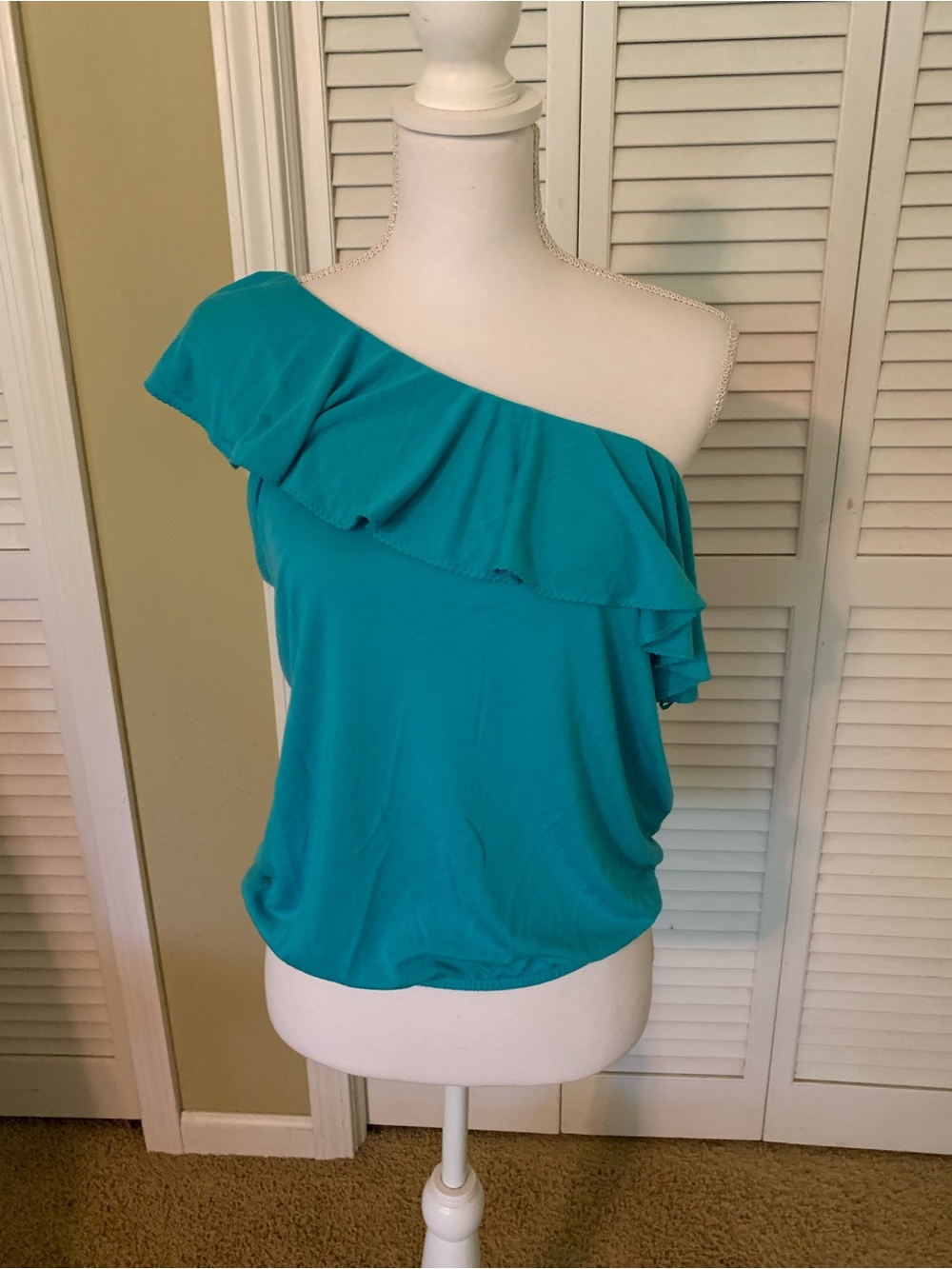 American Eagle One-Shoulder Ruffle Women's Top Blue Size M NWT